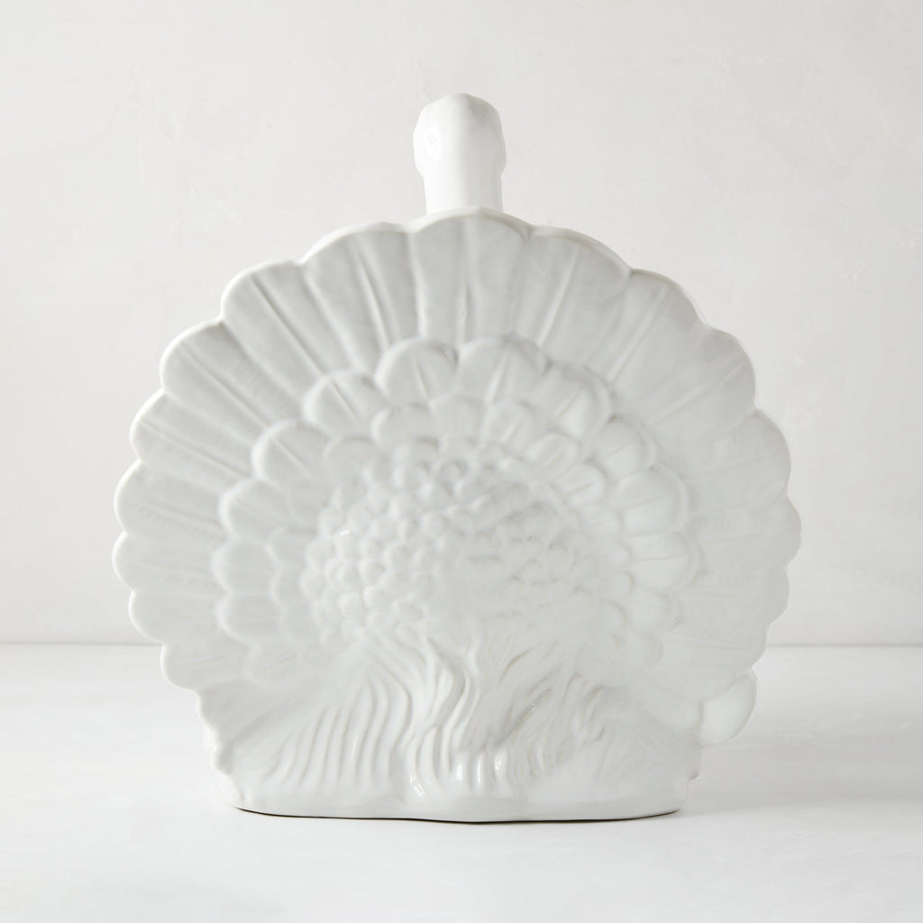 Décoration de dinde en céramique blanc mat