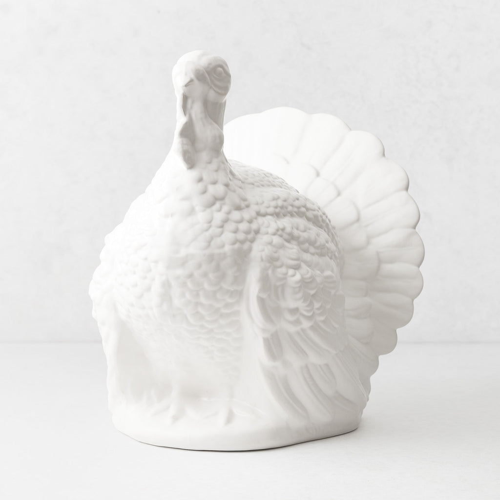 Décoration de dinde en céramique blanc mat