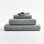 Gant de toilette en coton bleu brume