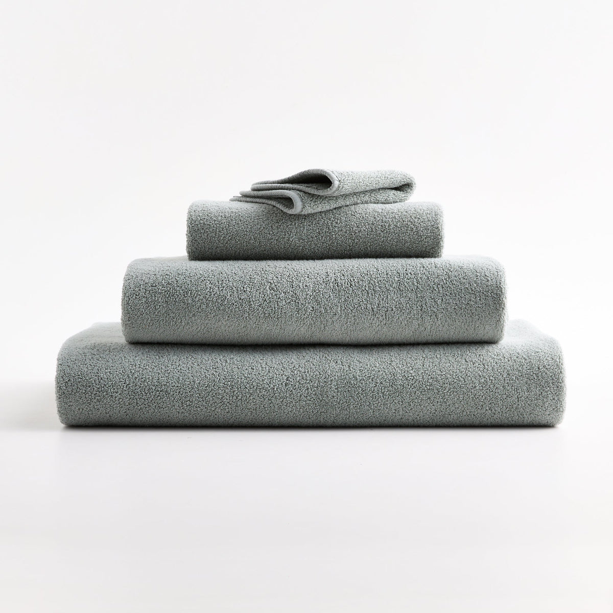 Gant de toilette en coton bleu brume