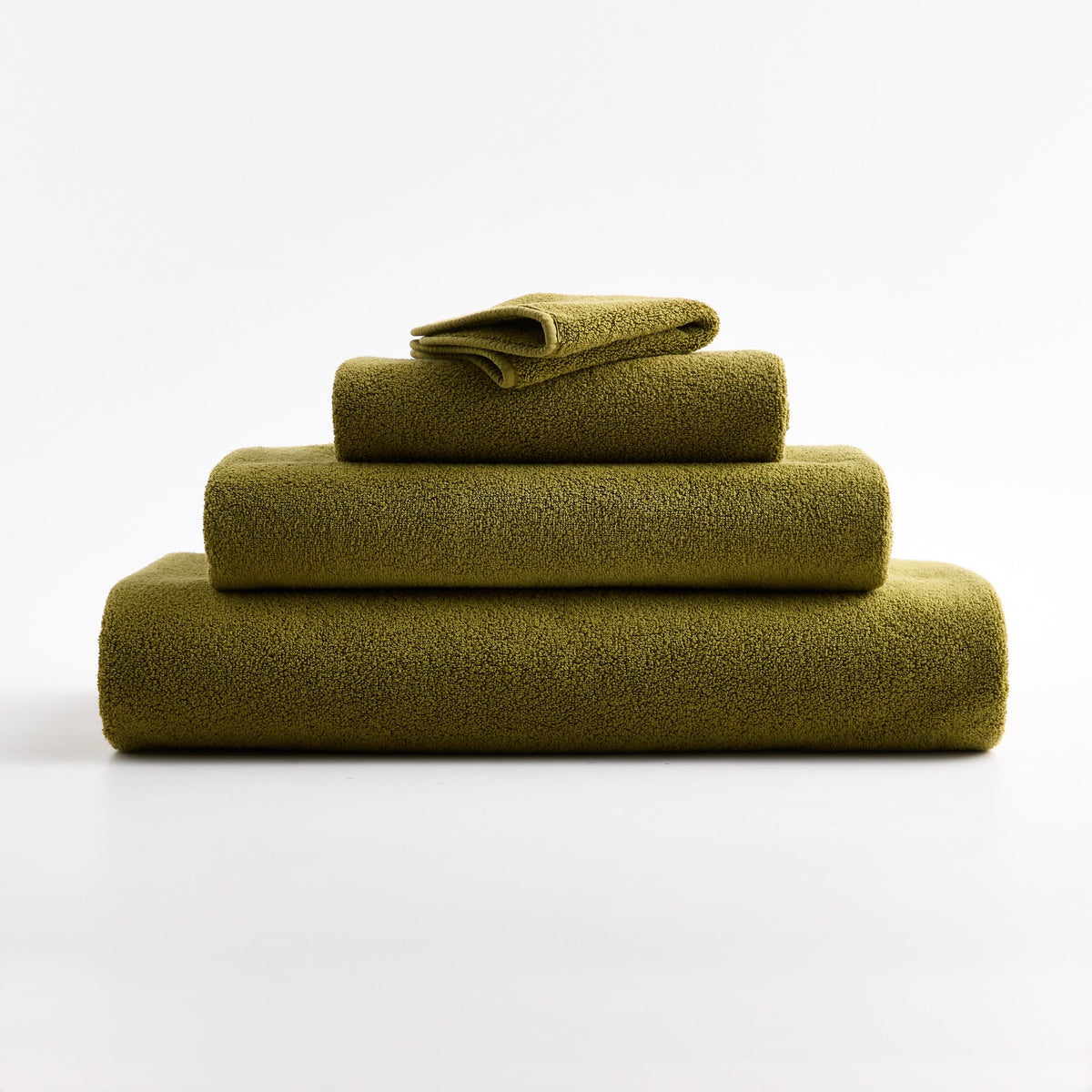 Gant de toilette en coton vert olive