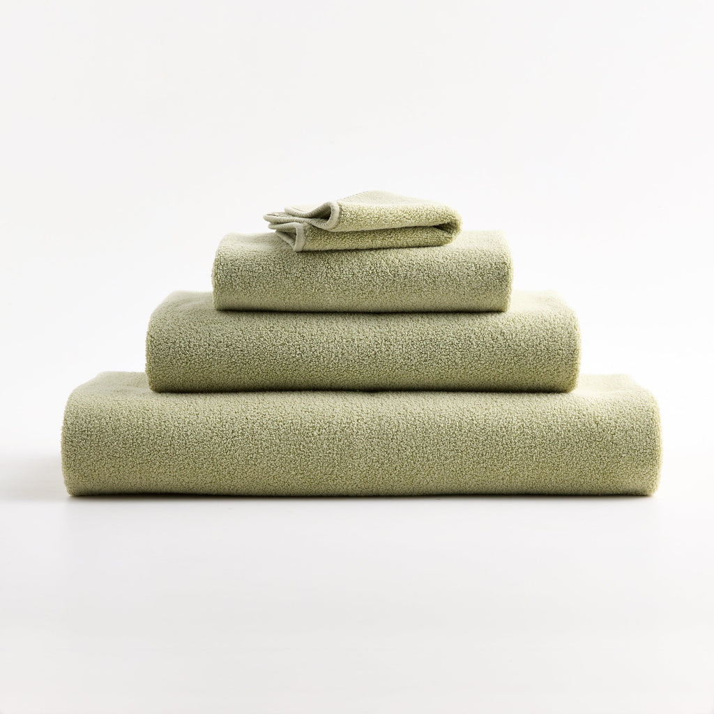 Gant de toilette en coton vert sauge