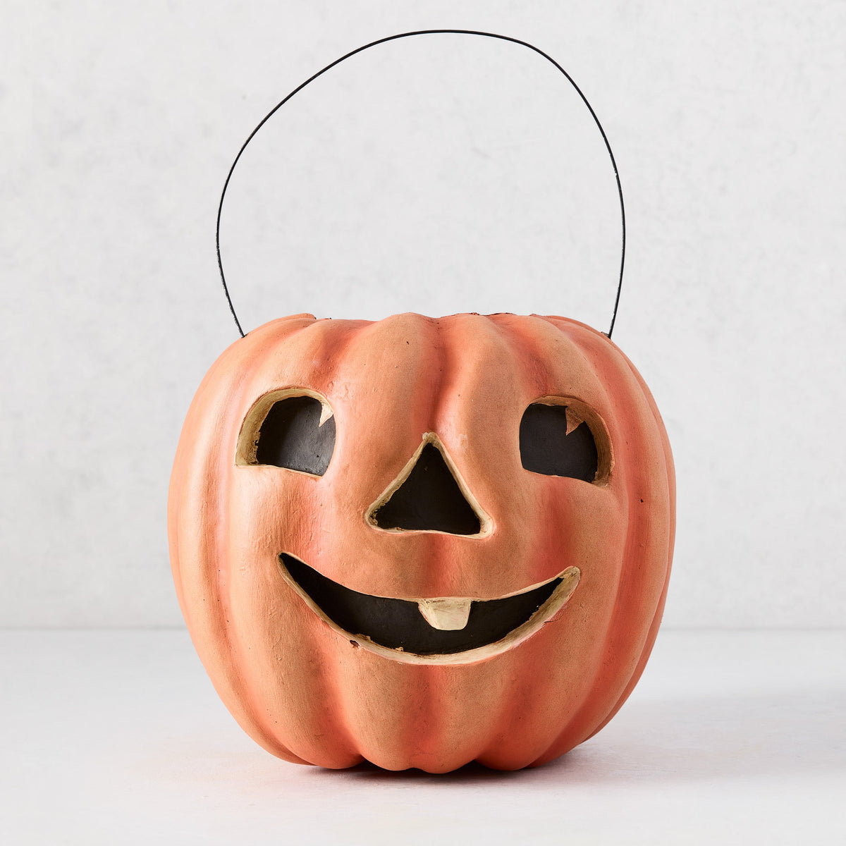 Jack-o'-Lantern Paper Mache Decorative Bucket