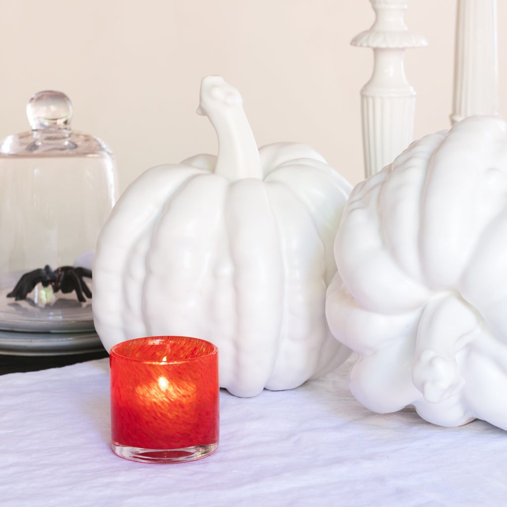 Decoración de calabaza grande de cerámica blanca mate