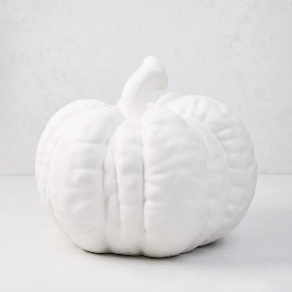 Decoración de calabaza grande de cerámica blanca mate