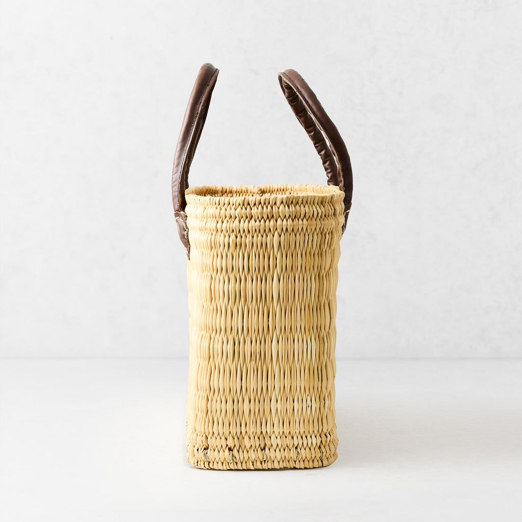 Medium Woven Tote Bag with Leather Handles