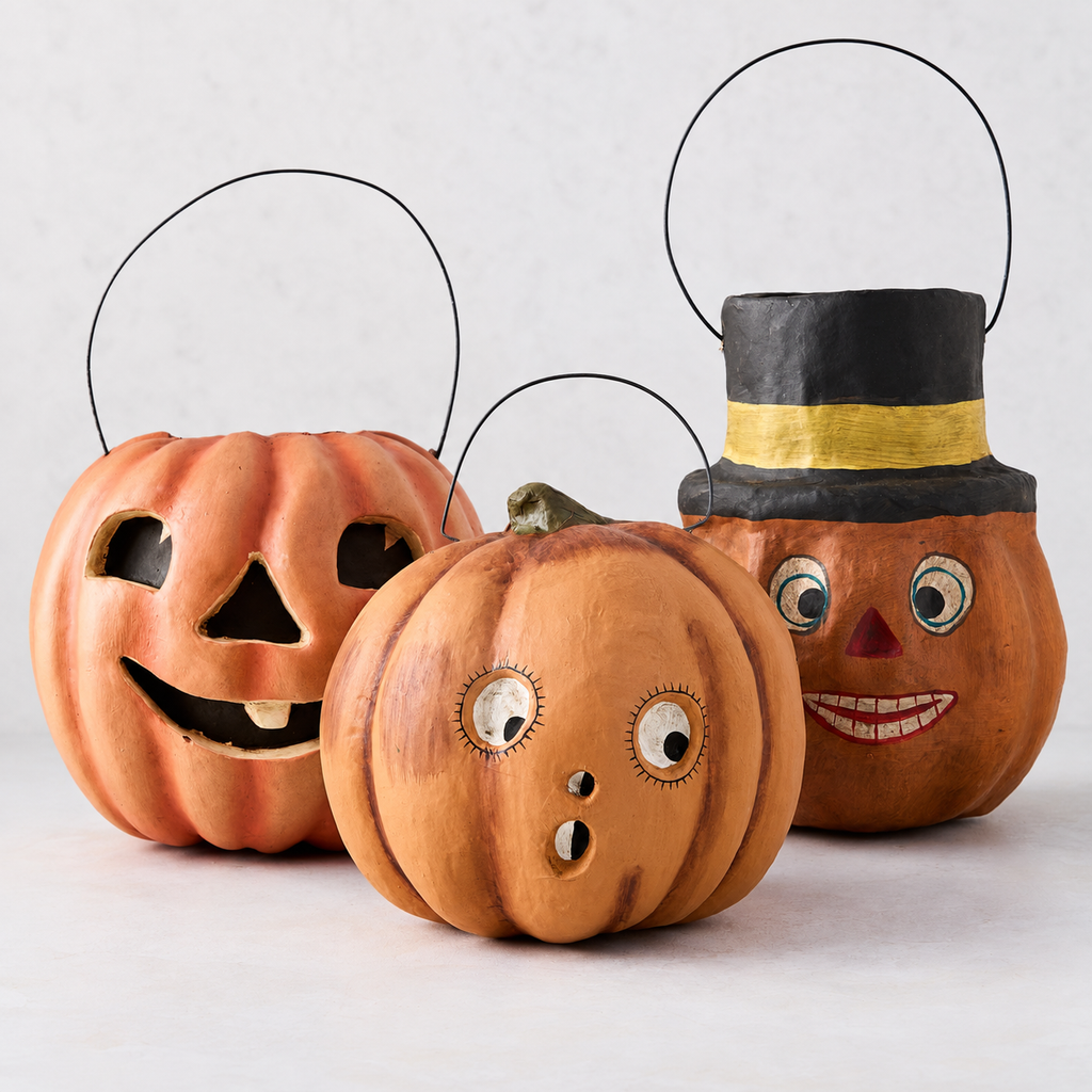 Secchiello per dolci di Halloween a forma di zucca in cartapesta