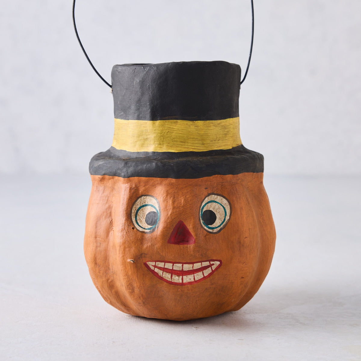 Papier-Mâché Pumpkin Halloween Candy Bucket